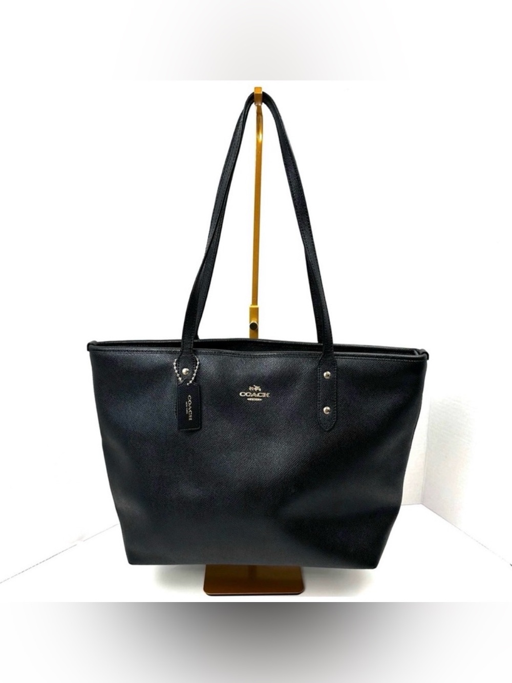 Coach City Zip Tote Black Crossgrain Leather